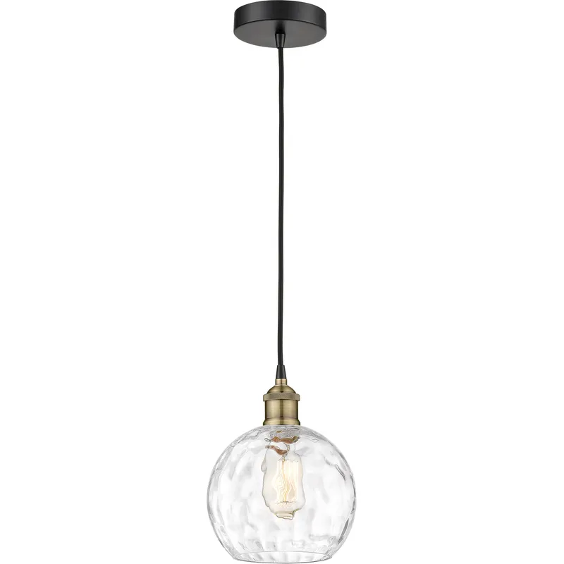 Athens Water Glass 1 Light 8 inch Black Antique Brass Mini Pendant Ceiling Light in Clear Glass
