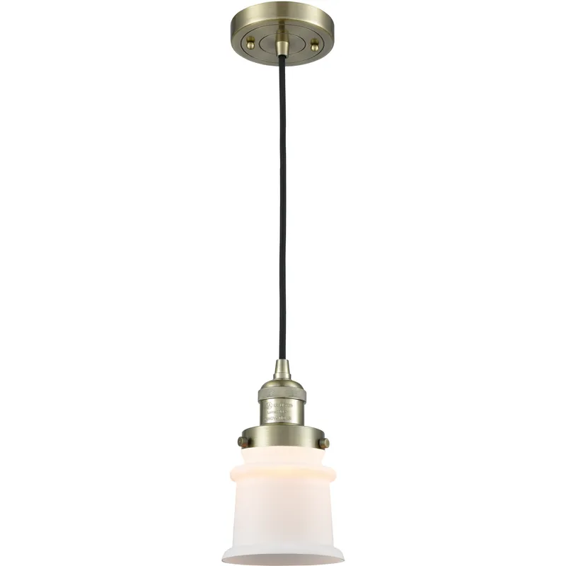 Franklin Restoration Canton LED 6 inch Antique Brass Mini Pendant Ceiling Light in Matte White, Franklin Restoration