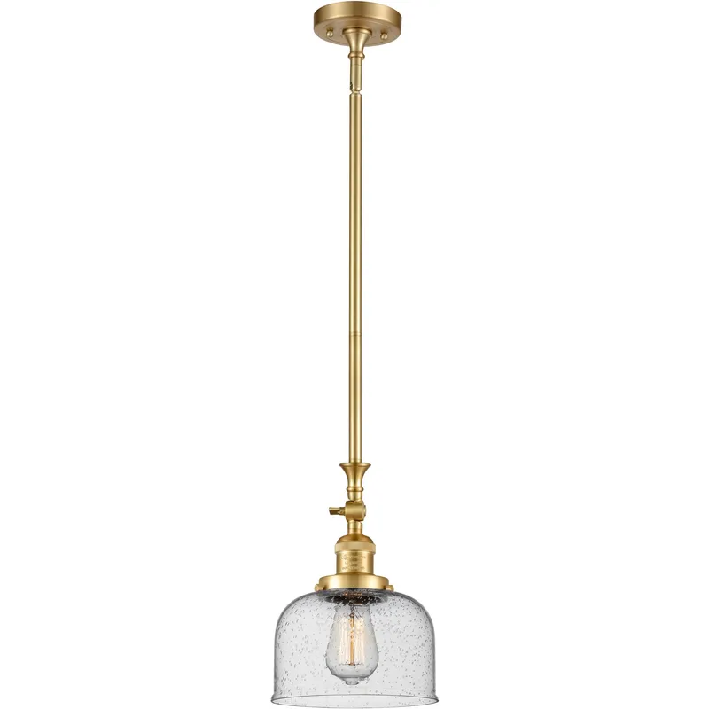 Franklin Restoration Bell 1 Light 8 inch Satin Gold Mini Pendant Ceiling Light in Incandescent, Seedy, Franklin Restoration