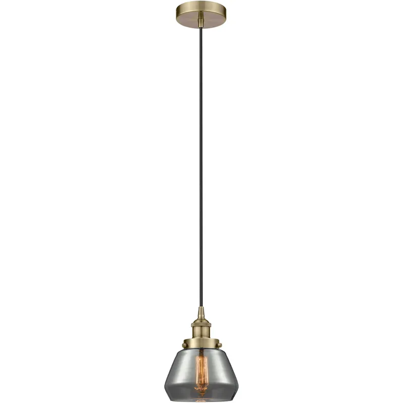 Edison Fulton LED 7 inch Antique Brass Mini Pendant Ceiling Light