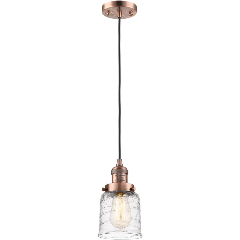 Franklin Restoration Bell 1 Light 5 inch Antique Copper Mini Pendant Ceiling Light in Incandescent, Deco Swirl