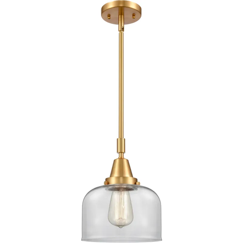 Franklin Restoration X-Large Bell LED 12 inch Satin Gold Mini Pendant Ceiling Light in Clear Glass