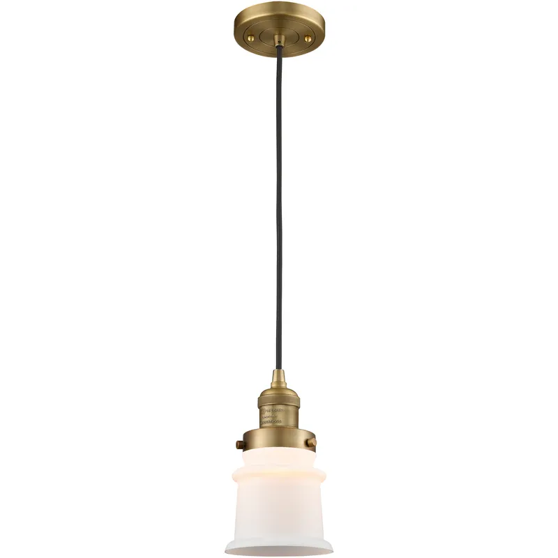 Franklin Restoration Canton 1 Light 6 inch Brushed Brass Mini Pendant Ceiling Light in Incandescent, Matte White, Franklin Restoration
