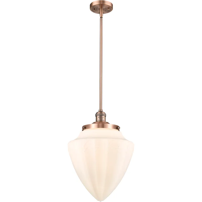 Franklin Restoration Bullet 1 Light 12 inch Antique Copper Mini Pendant Ceiling Light in Incandescent, Matte White