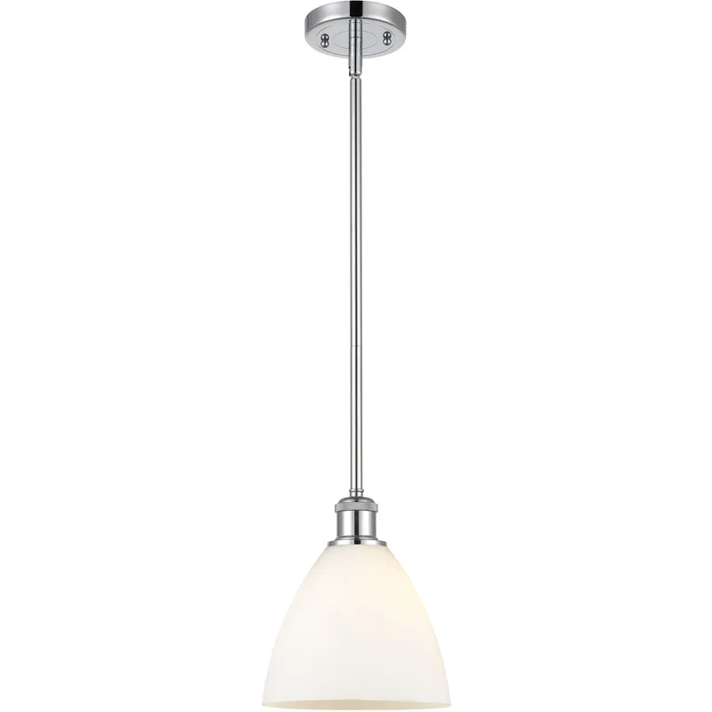 Ballston Dome LED 7.5 inch Polished Chrome Mini Pendant Ceiling Light in Matte White Glass