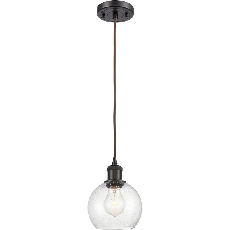 Ballston Athens 1 Light 6 inch Oil Rubbed Bronze Mini Pendant Ceiling Light in Seedy Glass
