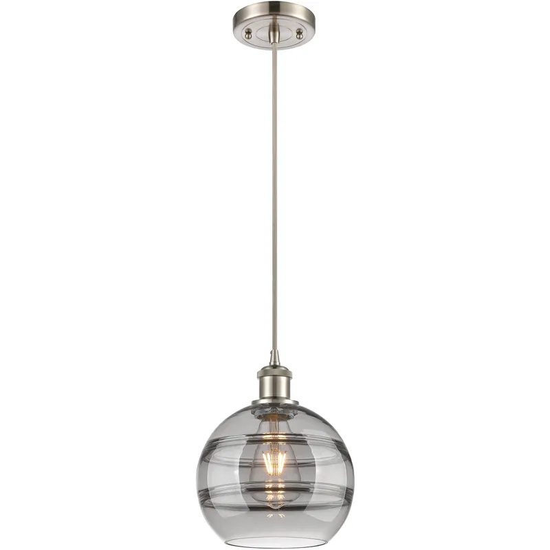 Ballston Rochester 1 Light 8 inch Brushed Satin Nickel Cord Hung Mini Pendant Ceiling Light