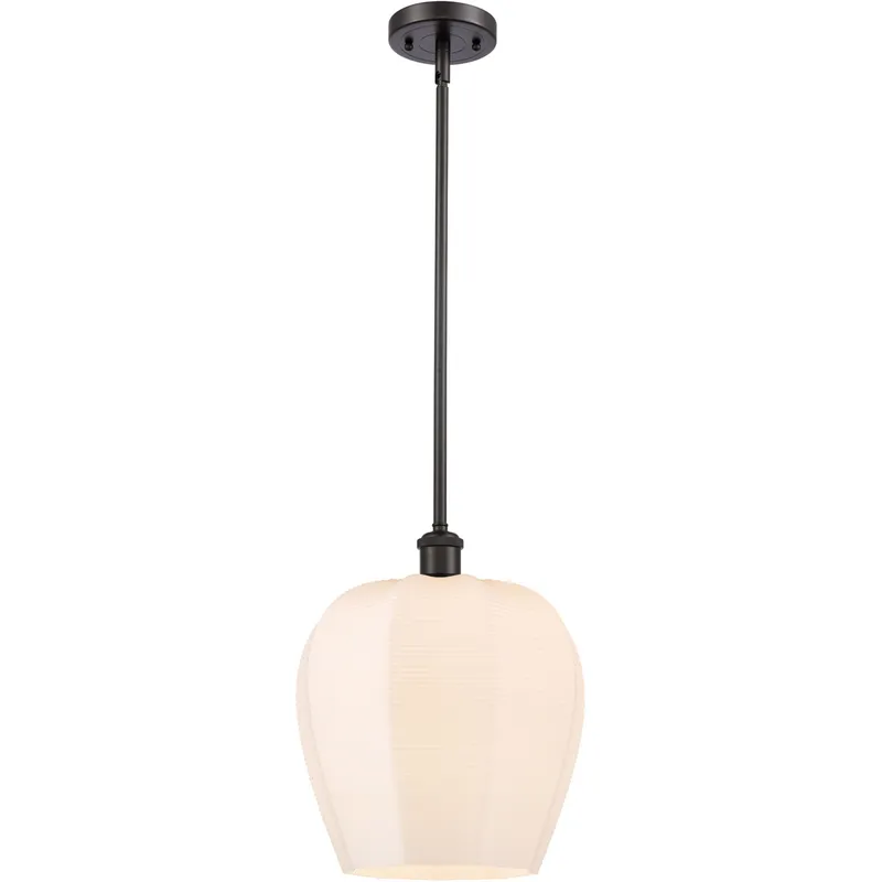 Ballston Norfolk 1 Light 12 inch Oil Rubbed Bronze Mini Pendant Ceiling Light in Matte White Glass