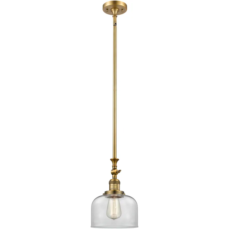 Franklin Restoration Bell LED 8 inch Brushed Brass Mini Pendant Ceiling Light in Clear, Franklin Restoration