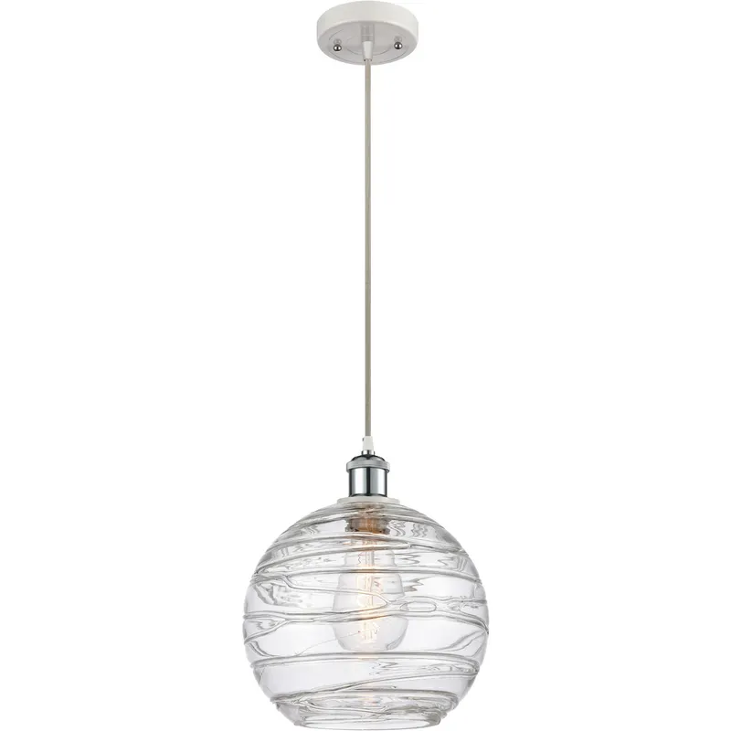 Ballston Large Deco Swirl 1 Light 10 inch White and Polished Chrome Mini Pendant Ceiling Light, Ballston