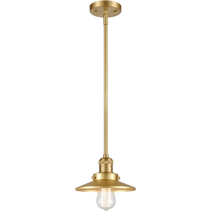 Franklin Restoration Railroad LED 8 inch Satin Gold Mini Pendant Ceiling Light, Franklin Restoration