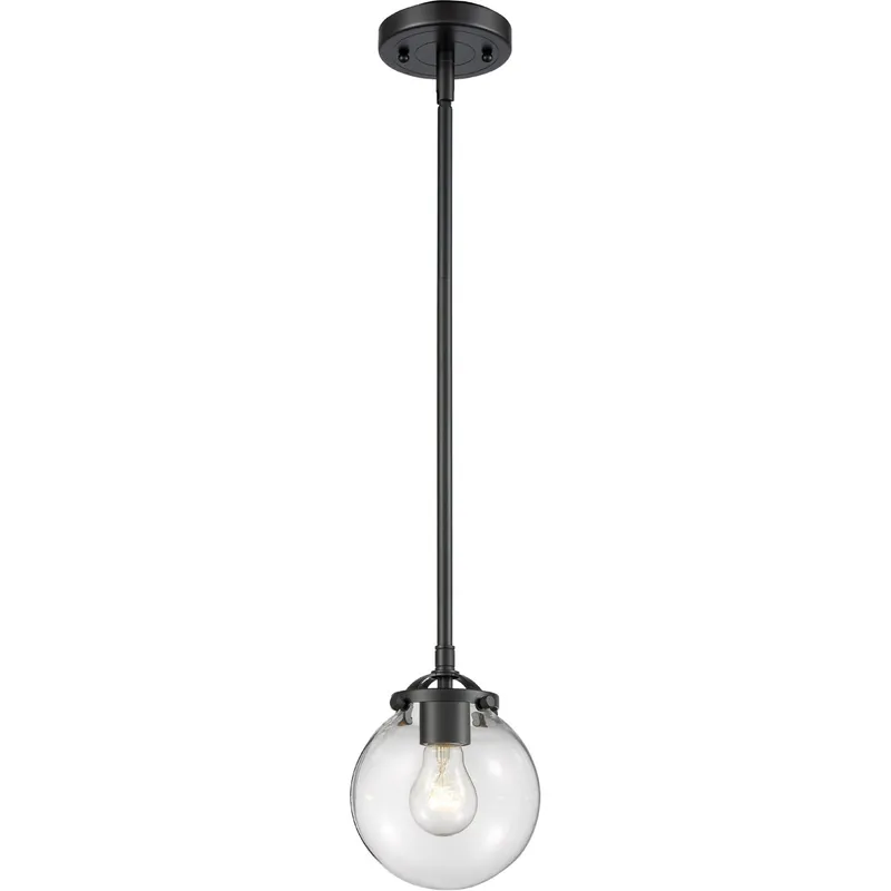 Nouveau X-Large Beacon 1 Light 10 inch Oil Rubbed Bronze Mini Pendant Ceiling Light in Clear Glass, Nouveau
