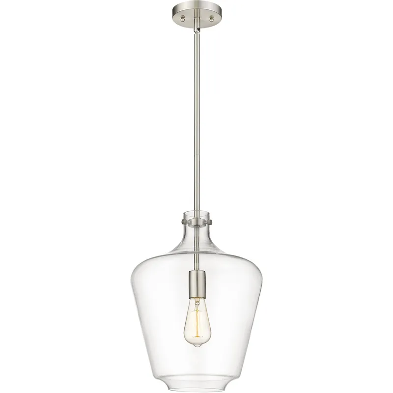 Lowell 1 Light 12 inch Brushed Satin Nickel Mini Pendant Ceiling Light in Clear Glass