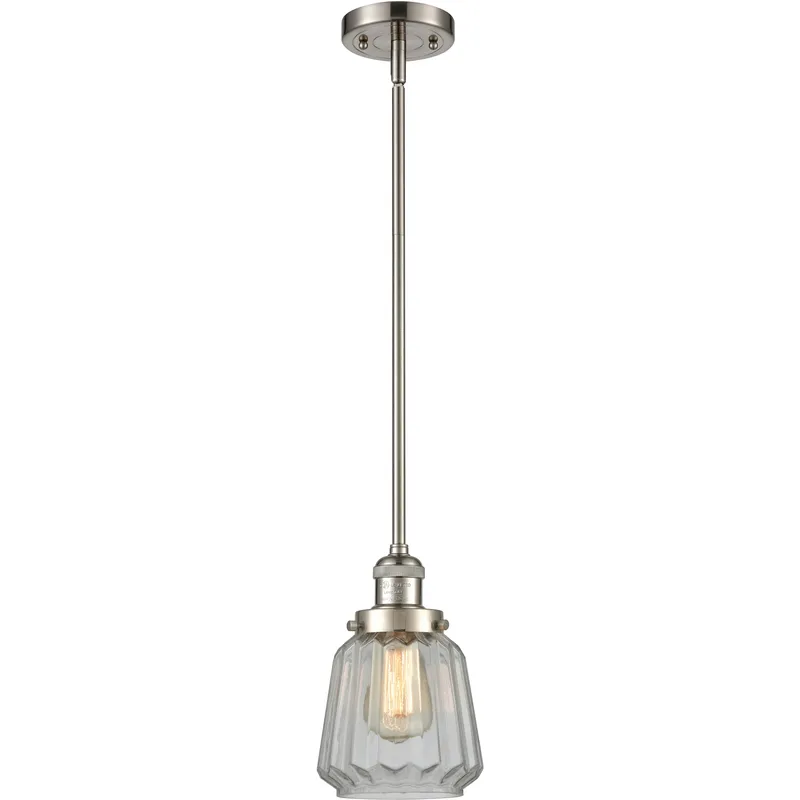 Franklin Restoration Chatham LED 6 inch Brushed Satin Nickel Mini Pendant Ceiling Light in Clear, Franklin Restoration
