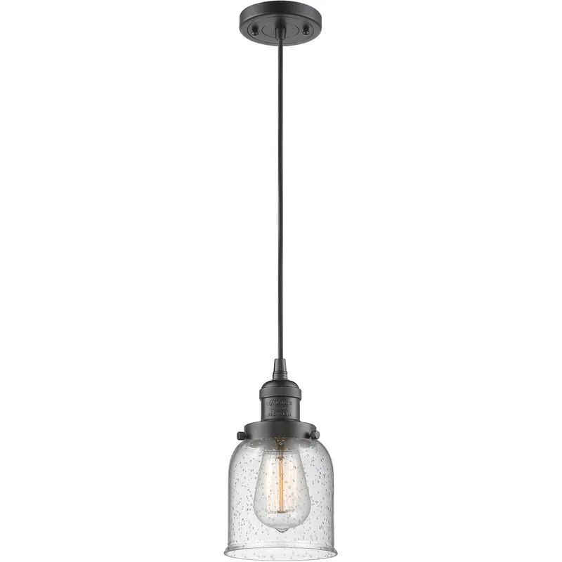 Franklin Restoration Bell 1 Light 5 inch Oil Rubbed Bronze Mini Pendant Ceiling Light in Incandescent, Seedy, Franklin Restoration