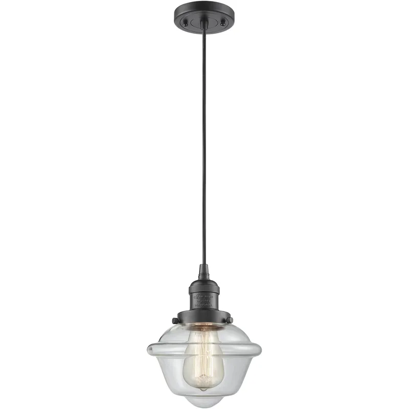 Franklin Restoration Oxford 1 Light 7.5 inch Oil Rubbed Bronze Mini Pendant Ceiling Light in Incandescent, Clear, Franklin Restoration