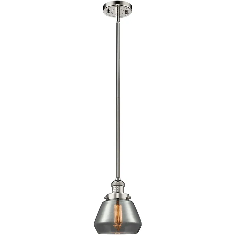Franklin Restoration Fulton 1 Light 7 inch Polished Nickel Mini Pendant Ceiling Light in Bulb Not Included, Light Smoke Glass, Franklin Restoration