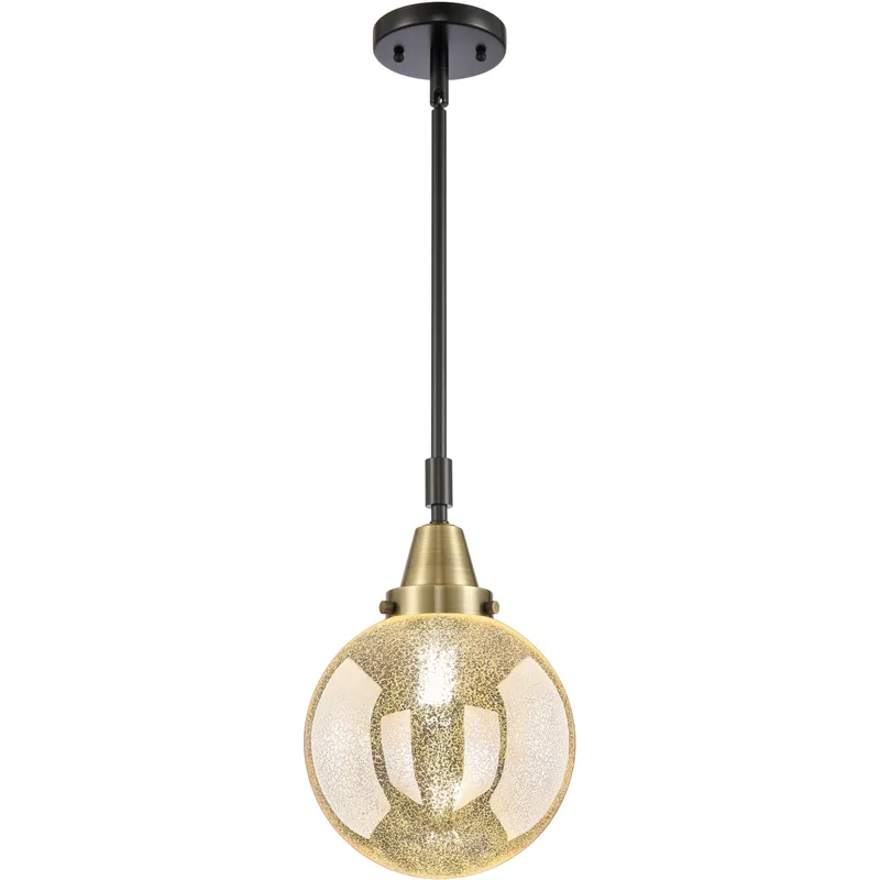 Beacon 1 Light 8 inch Black Antique Brass Mini Pendant Ceiling Light in Mercury Glass