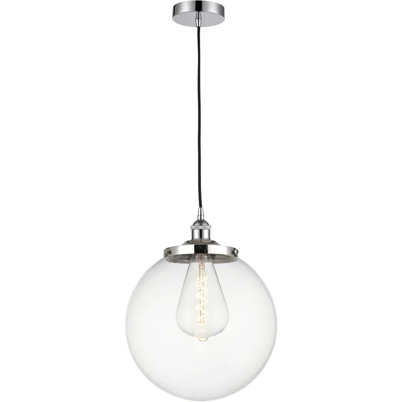 Beacon 1 Light 13.75 inch Polished Chrome Mini Pendant Ceiling Light in Clear Glass