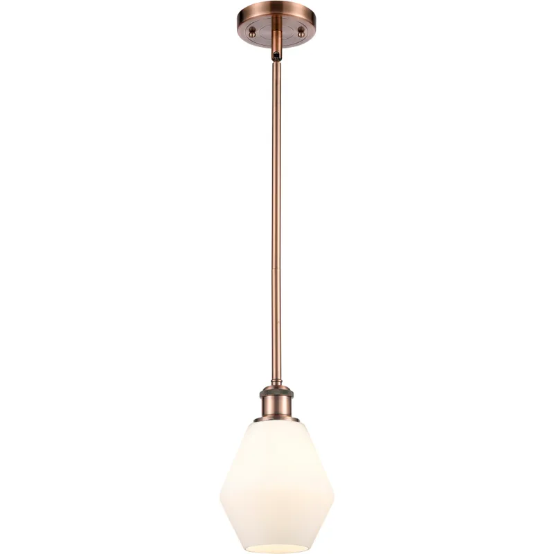 Ballston Cindyrella LED 6 inch Antique Copper Mini Pendant Ceiling Light in Matte White Glass