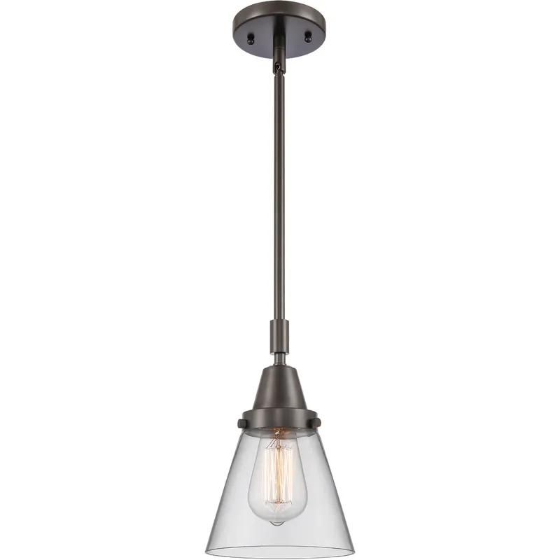 Franklin Restoration Small Cone LED 6 inch Oil Rubbed Bronze Mini Pendant Ceiling Light in Clear Glass