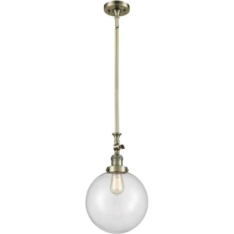 Franklin Restoration Beacon 1 Light 10 inch Antique Brass Mini Pendant Ceiling Light in Incandescent, Clear, Franklin Restoration