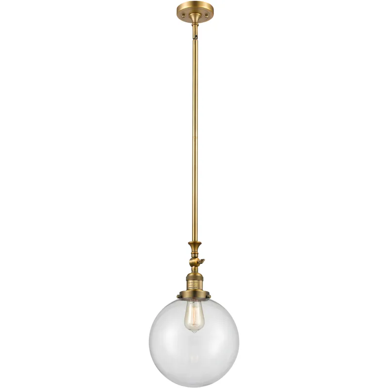 Franklin Restoration Beacon LED 10 inch Brushed Brass Mini Pendant Ceiling Light in Clear, Franklin Restoration