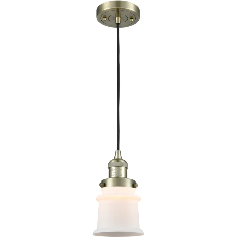 Franklin Restoration Canton 1 Light 6 inch Antique Brass Mini Pendant Ceiling Light in Incandescent, Matte White, Franklin Restoration