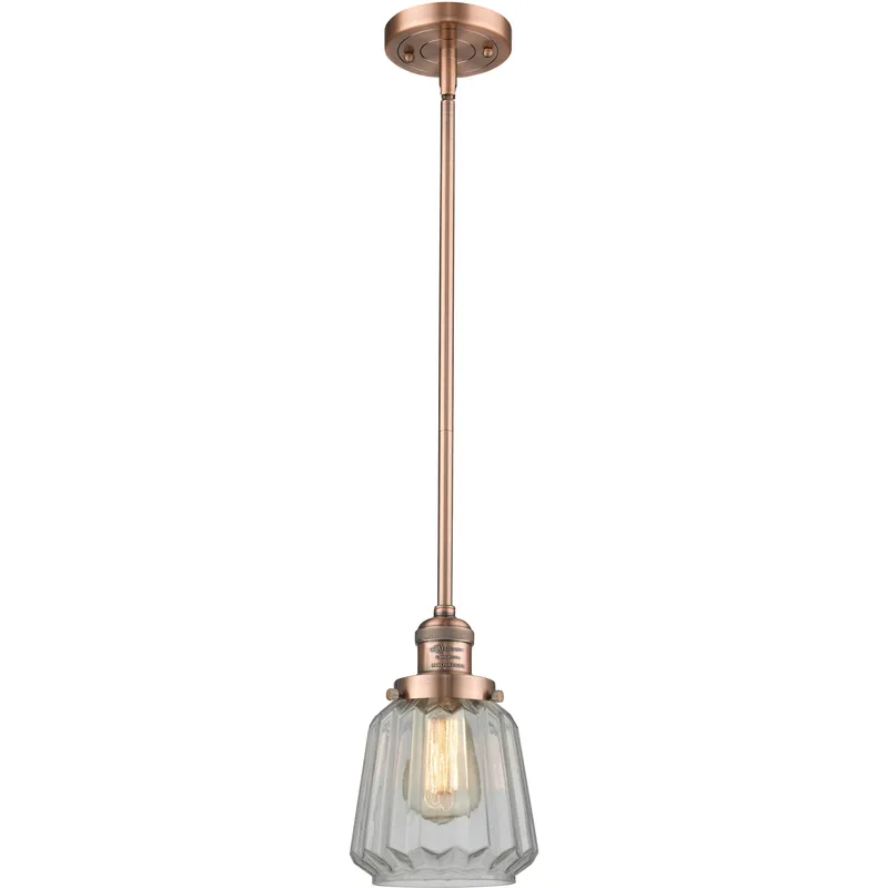 Franklin Restoration Chatham LED 6 inch Antique Copper Mini Pendant Ceiling Light in Clear, Franklin Restoration