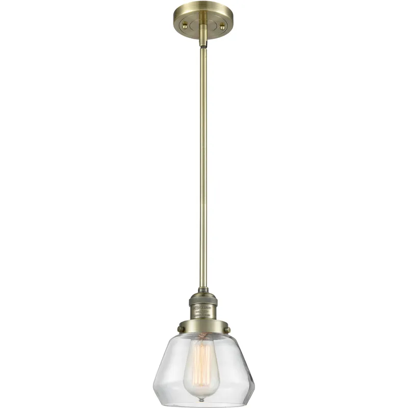 Franklin Restoration Fulton LED 7 inch Antique Brass Mini Pendant Ceiling Light in Clear, Franklin Restoration