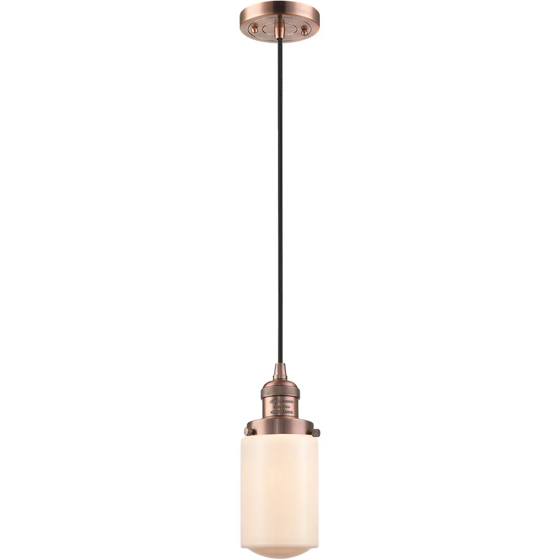 Franklin Restoration Dover LED 5 inch Antique Copper Mini Pendant Ceiling Light in Matte White Glass, Franklin Restoration