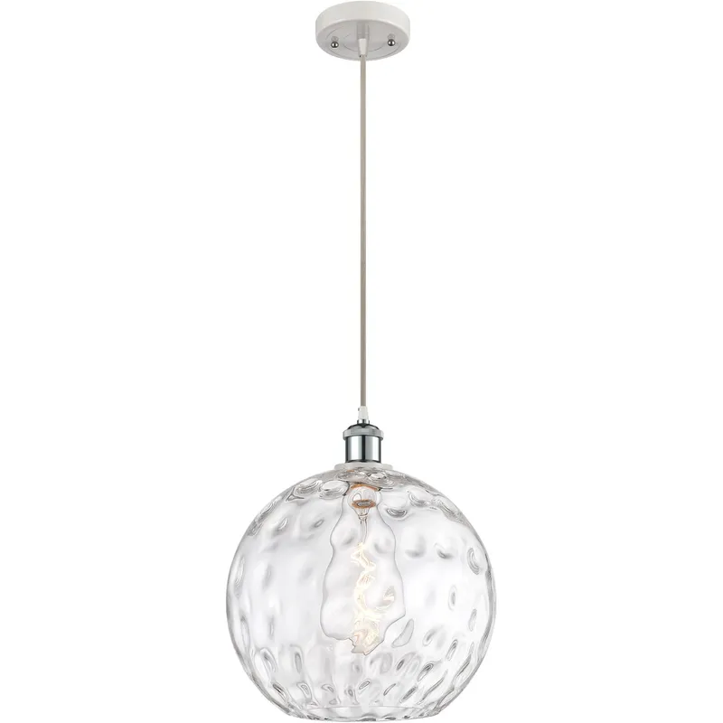 Ballston Athens Water Glass 1 Light 12 inch White and Polished Chrome Mini Pendant Ceiling Light