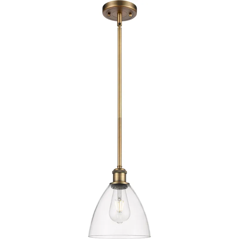 Ballston Dome LED 7.5 inch Brushed Brass Mini Pendant Ceiling Light in Clear Glass