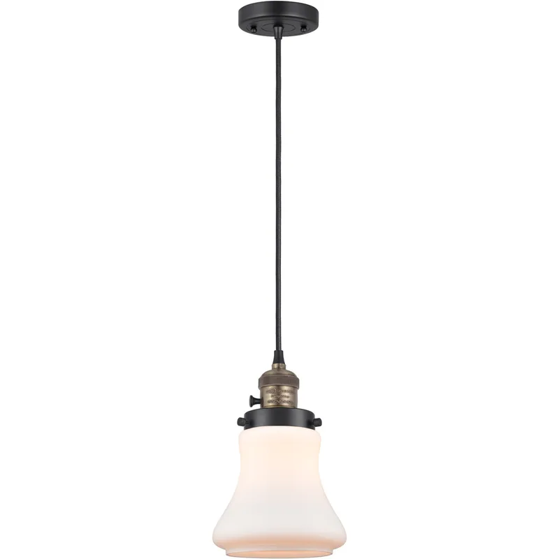 Franklin Restoration Bellmont 1 Light 6 inch Black Antique Brass Mini Pendant Ceiling Light