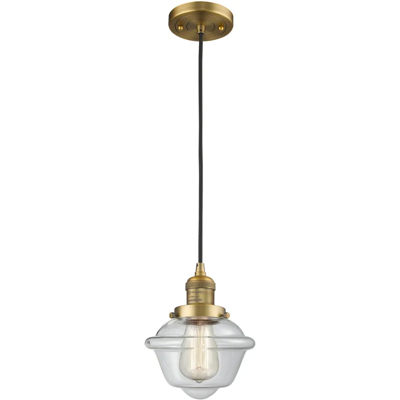 Franklin Restoration Oxford LED 7.5 inch Brushed Brass Mini Pendant Ceiling Light in Clear, Franklin Restoration