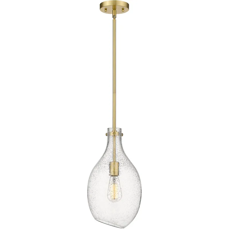 Salem 1 Light 9 inch Satin Gold Mini Pendant Ceiling Light in Seedy Glass