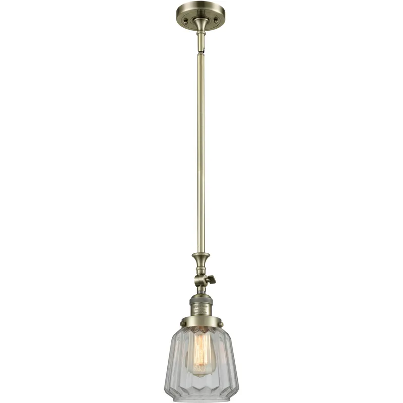 Franklin Restoration Chatham LED 6 inch Antique Brass Mini Pendant Ceiling Light in Clear, Franklin Restoration