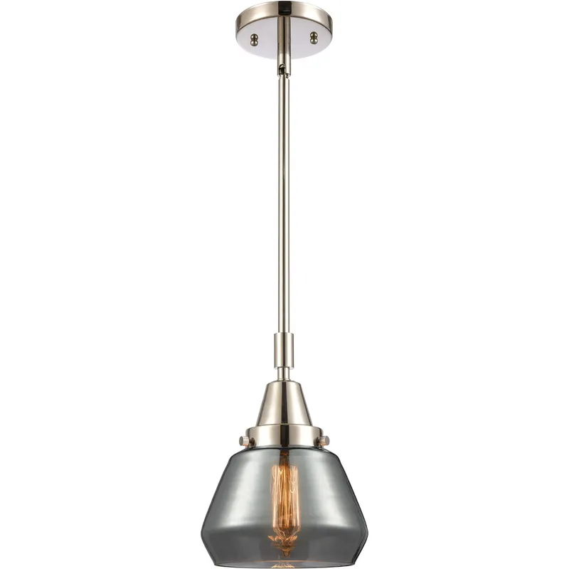 Franklin Restoration Fulton LED 7 inch Polished Nickel Mini Pendant Ceiling Light in Plated Smoke Glass