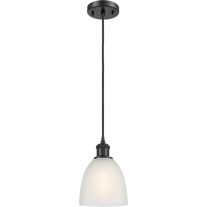 Ballston Castile 1 Light 6 inch Matte Black Mini Pendant Ceiling Light in White Glass, Ballston