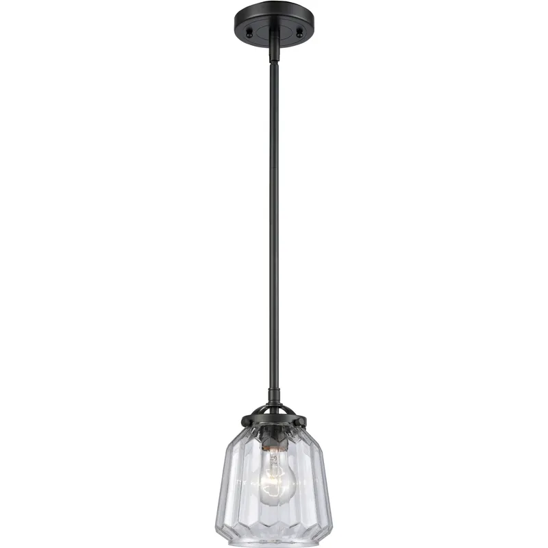 Nouveau Chatham LED 6 inch Oil Rubbed Bronze Mini Pendant Ceiling Light in Clear, Nouveau