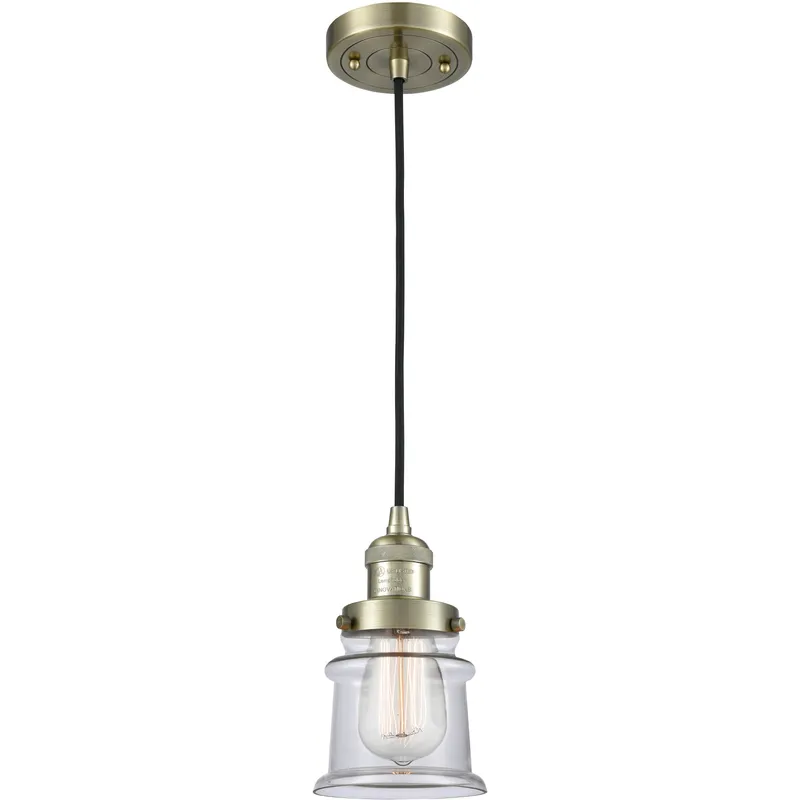 Franklin Restoration Canton LED 6 inch Antique Brass Mini Pendant Ceiling Light in Clear, Franklin Restoration