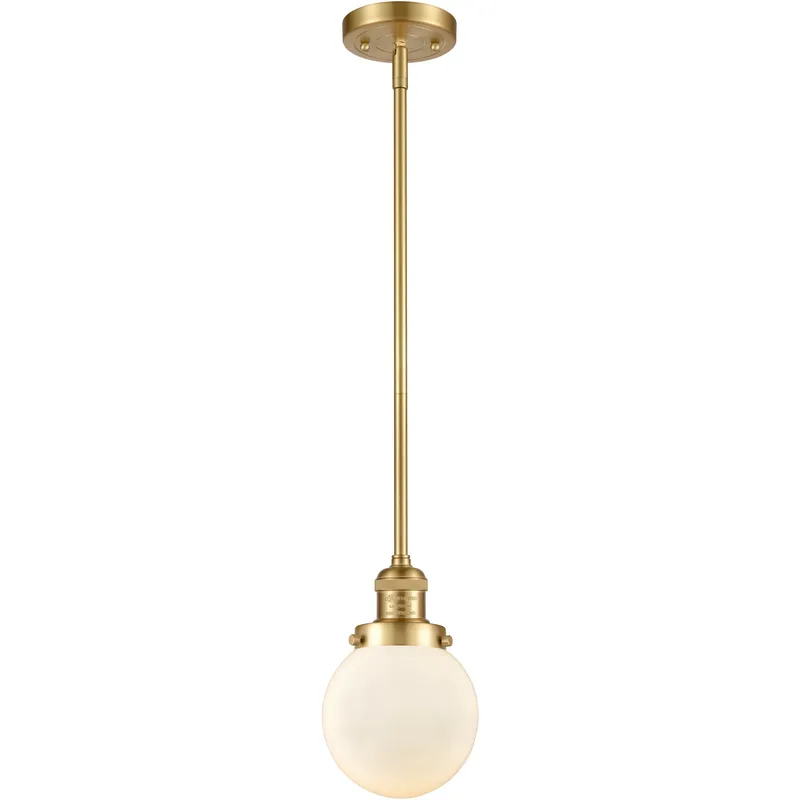 Franklin Restoration Beacon LED 6 inch Satin Gold Mini Pendant Ceiling Light in Matte White, Franklin Restoration