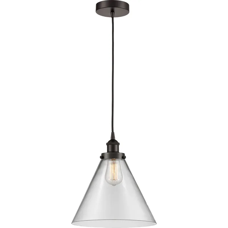 Edison Cone 1 Light 12 inch Oil Rubbed Bronze Mini Pendant Ceiling Light