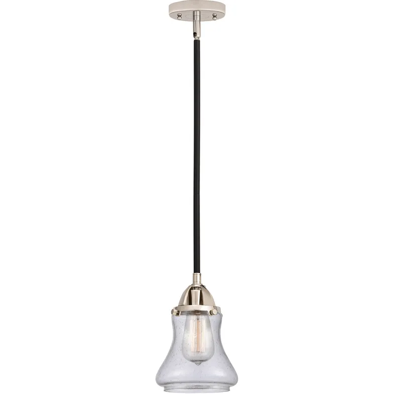 Nouveau 2 Bellmont 1 Light 6 inch Black Polished Nickel Mini Pendant Ceiling Light in Seedy Glass