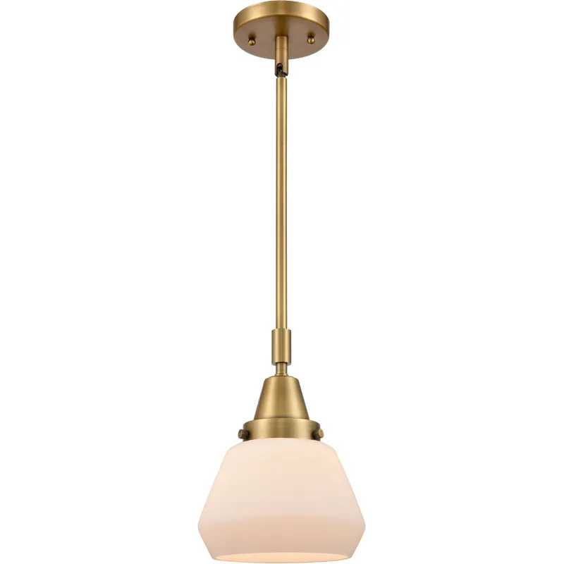 Franklin Restoration Fulton LED 7 inch Brushed Brass Mini Pendant Ceiling Light in Matte White Glass