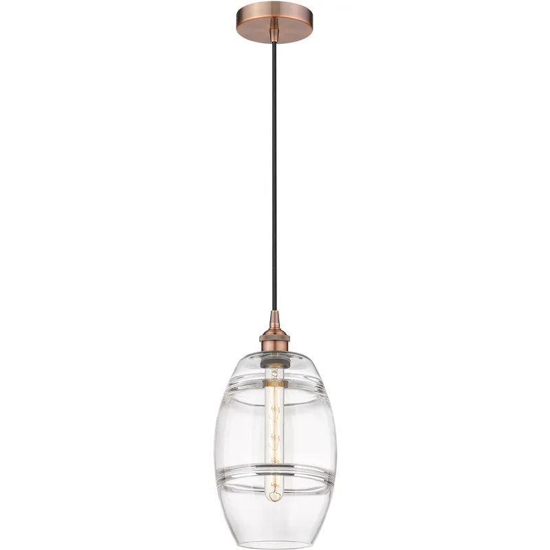 Edison Vaz 1 Light 8 inch Antique Copper Cord Hung Mini Pendant Ceiling Light