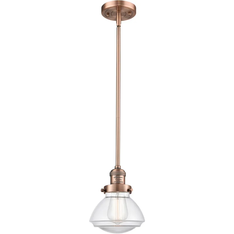 Franklin Restoration Olean 1 Light 6.75 inch Antique Copper Mini Pendant Ceiling Light in Incandescent, Clear, Franklin Restoration