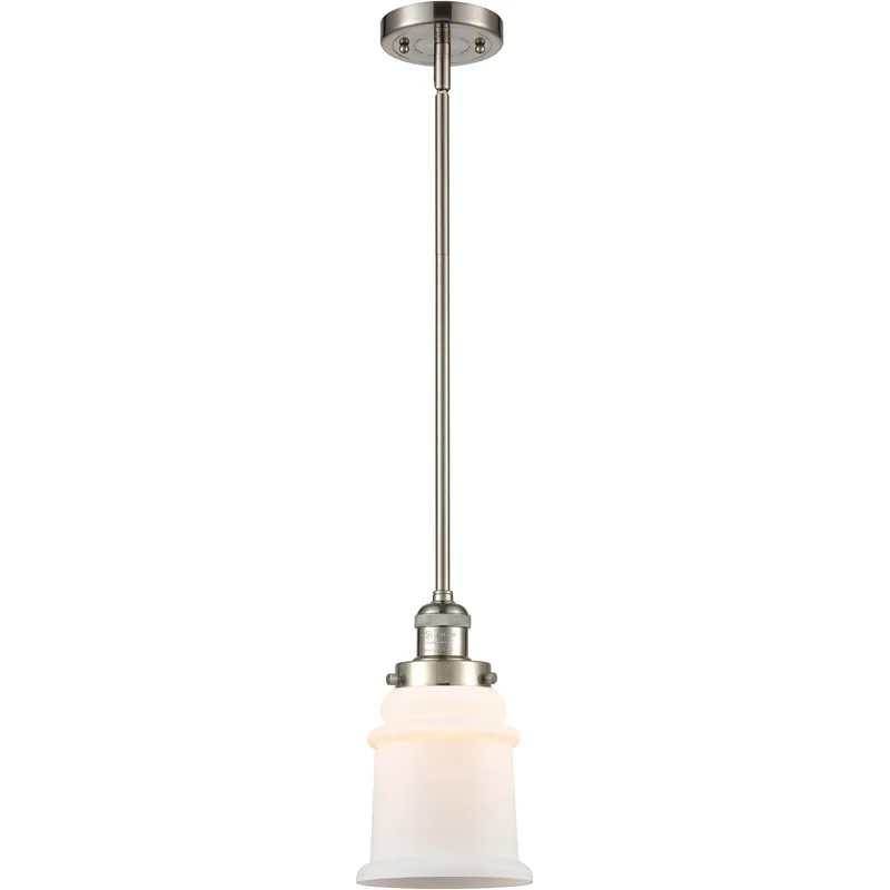 Franklin Restoration Canton LED 6.5 inch Brushed Satin Nickel Mini Pendant Ceiling Light in Matte White, Franklin Restoration