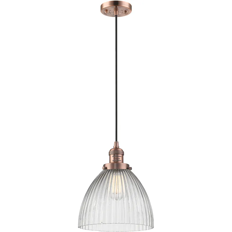 Franklin Restoration Seneca Falls LED 9.5 inch Antique Copper Mini Pendant Ceiling Light, Franklin Restoration