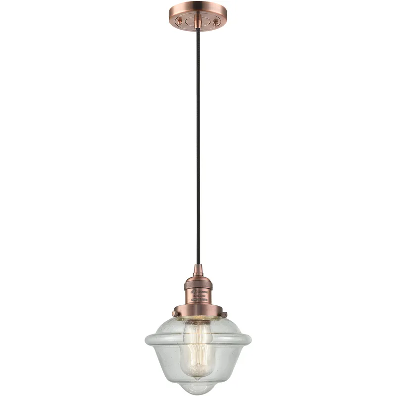 Franklin Restoration Oxford LED 7.5 inch Antique Copper Mini Pendant Ceiling Light in Seedy, Franklin Restoration